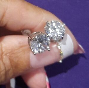 NEW BIG A$$ STAINLESS STEEL 4 CTTW EARRING STUDS